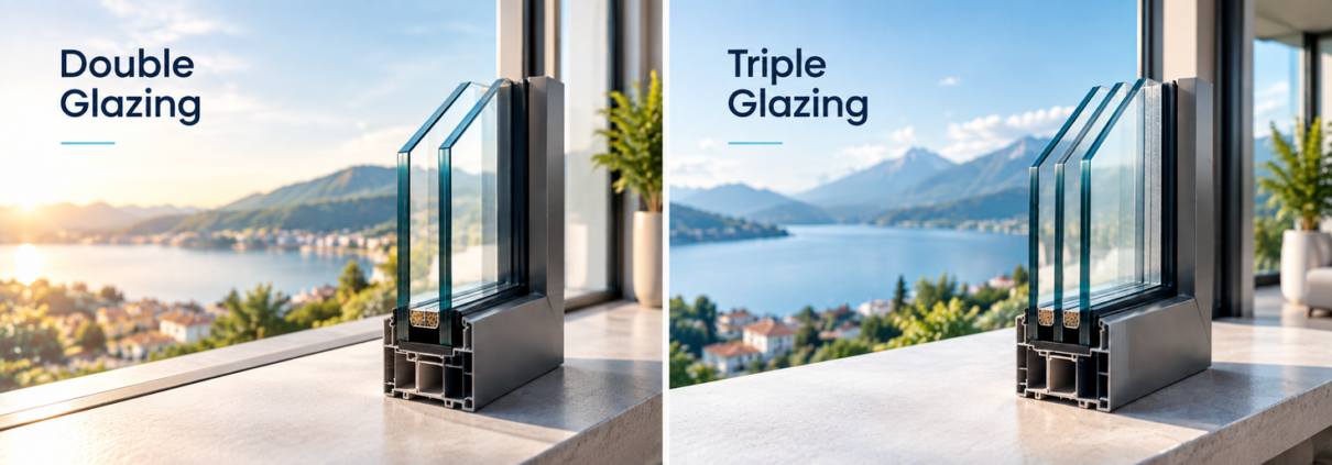 What is the difference between double and triple glazing?